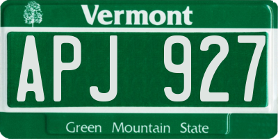 VT license plate APJ927