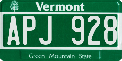 VT license plate APJ928