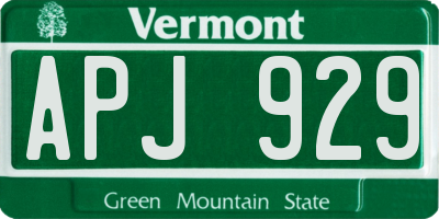 VT license plate APJ929