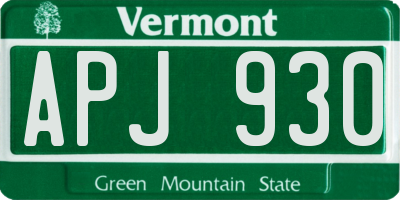 VT license plate APJ930