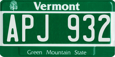 VT license plate APJ932