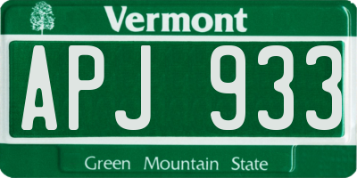VT license plate APJ933