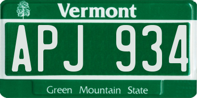 VT license plate APJ934