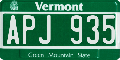 VT license plate APJ935