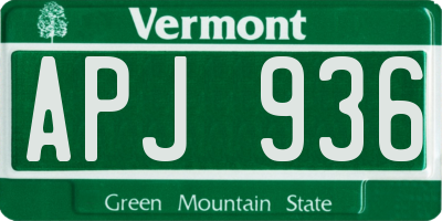 VT license plate APJ936