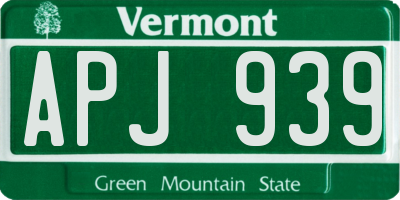 VT license plate APJ939