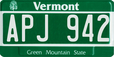 VT license plate APJ942