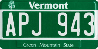 VT license plate APJ943