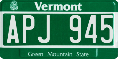 VT license plate APJ945