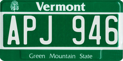 VT license plate APJ946
