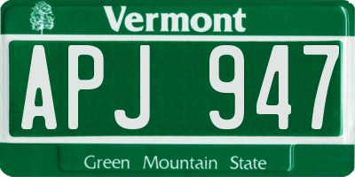 VT license plate APJ947