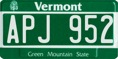 VT license plate APJ952