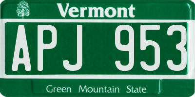 VT license plate APJ953