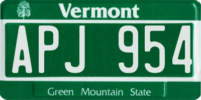 VT license plate APJ954
