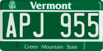 VT license plate APJ955
