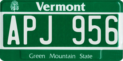 VT license plate APJ956
