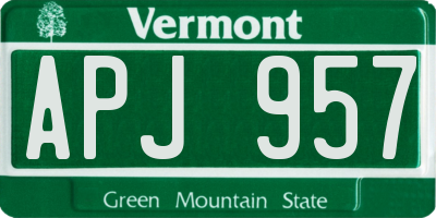 VT license plate APJ957