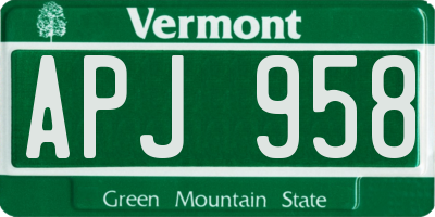 VT license plate APJ958