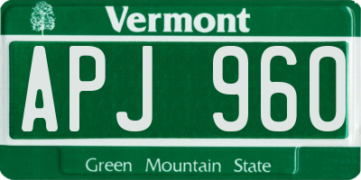 VT license plate APJ960