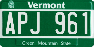 VT license plate APJ961