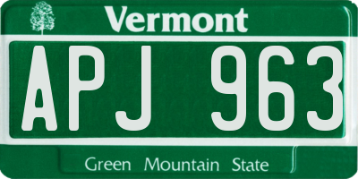 VT license plate APJ963