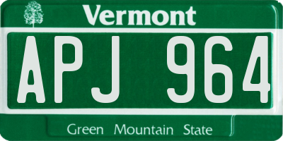 VT license plate APJ964
