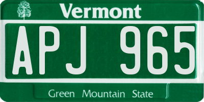 VT license plate APJ965