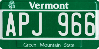VT license plate APJ966