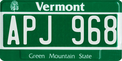 VT license plate APJ968