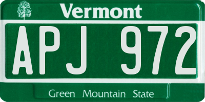 VT license plate APJ972