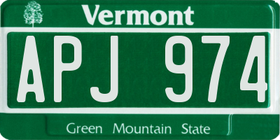 VT license plate APJ974