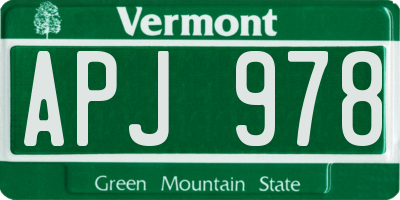 VT license plate APJ978