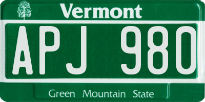 VT license plate APJ980
