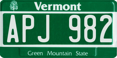 VT license plate APJ982