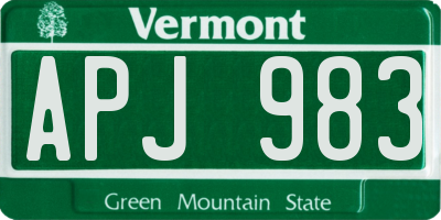 VT license plate APJ983