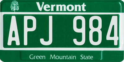 VT license plate APJ984