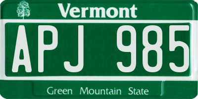 VT license plate APJ985
