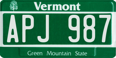 VT license plate APJ987