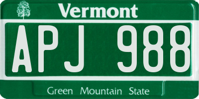 VT license plate APJ988
