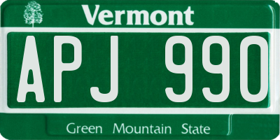 VT license plate APJ990