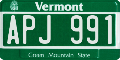 VT license plate APJ991