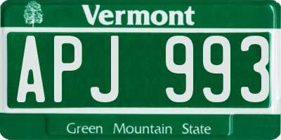 VT license plate APJ993