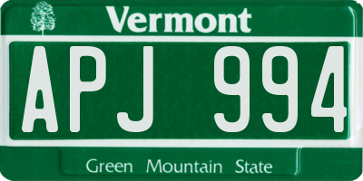 VT license plate APJ994