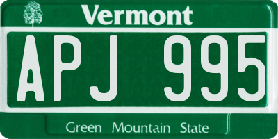VT license plate APJ995