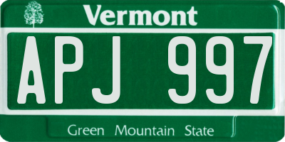 VT license plate APJ997