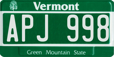 VT license plate APJ998