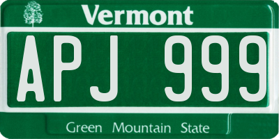 VT license plate APJ999