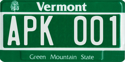 VT license plate APK001