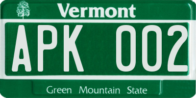 VT license plate APK002