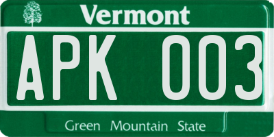 VT license plate APK003